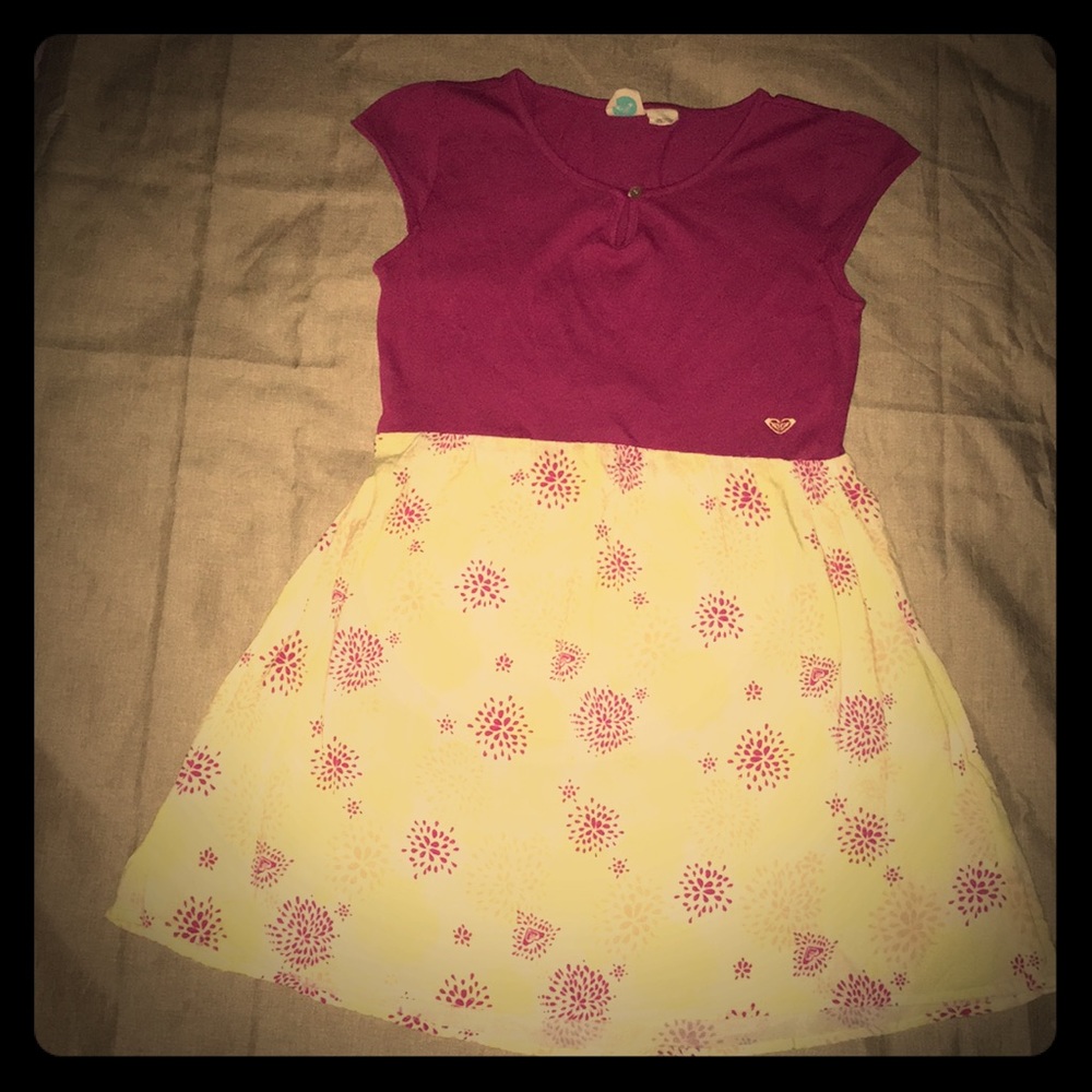 Girl's Roxy Cap Sleeve Floral Color Block Spring Summer Dress